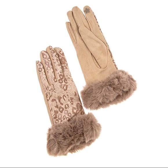 leopard print winter gloves